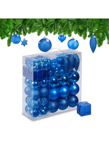 relaxdays 110-tlg. Weihnachtskugeln Set in Blau