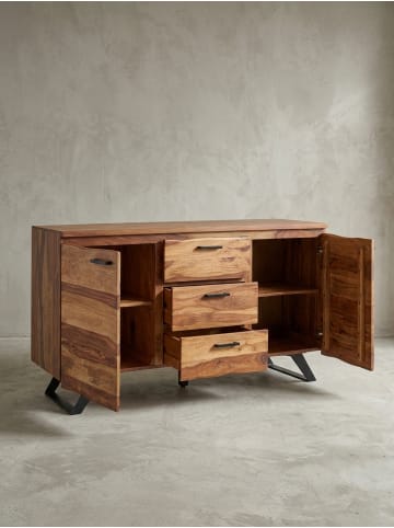 KADIMA DESIGN Stilvolles Sheesham Sideboard, Baumkanten-Design, 145x82x45 cm