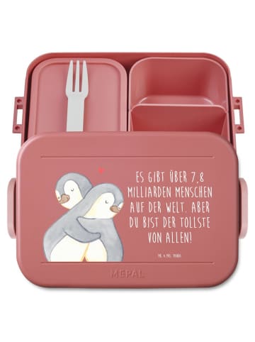 Mr. & Mrs. Panda Bentobox Pinguine Kuscheln Motiv mit Spruch in Rot Pastell
