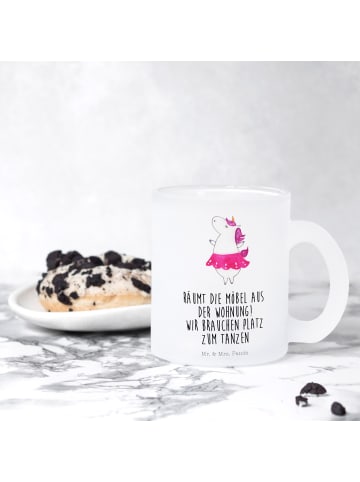 Mr. & Mrs. Panda Teetasse Glas Einhorn Ballerina mit Spruch in Transparent