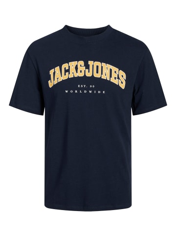 Jack & Jones T-Shirt 'JJECALEB VARSITY' Marineblau