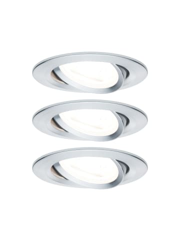 paulmann LED Einbaustrahler Set Nova 3er rund, schwenkbar, dimmbar in Aluminium- Ø: 84mm