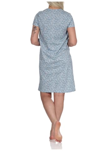 NORMANN Nachthemd Bigshirt kurzarm Herz Tupfen - 73289 in hellblau