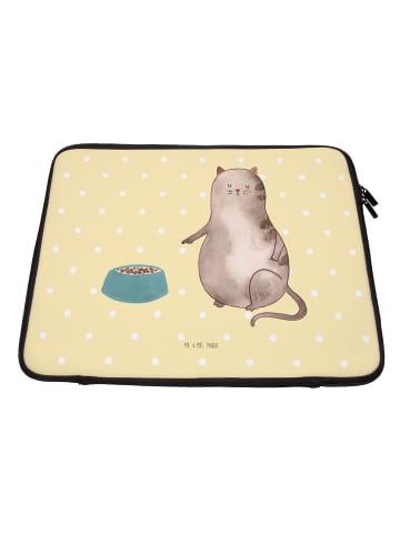 Mr. & Mrs. Panda Notebook Tasche Katze Fressen ohne Spruch in Gelb Pastell