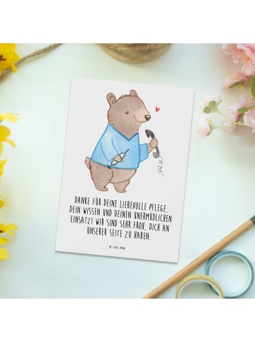 Mr. & Mrs. Panda Ansichtskarte Dankbare Pflegekraft mit Spruch in Weiß