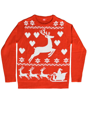 United Labels Winterpullover Rentier Winter Strick Pullover Sweatshirt Ugly Sweater in rot