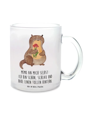 Mr. & Mrs. Panda Teetasse Otter Blumenstrauß mit Spruch in Transparent