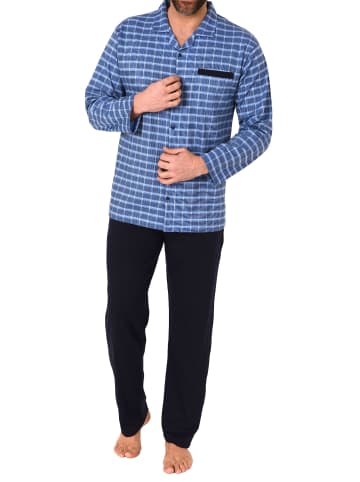 NORMANN Pyjama zum durchknöpfen Karo - 68060 in marine