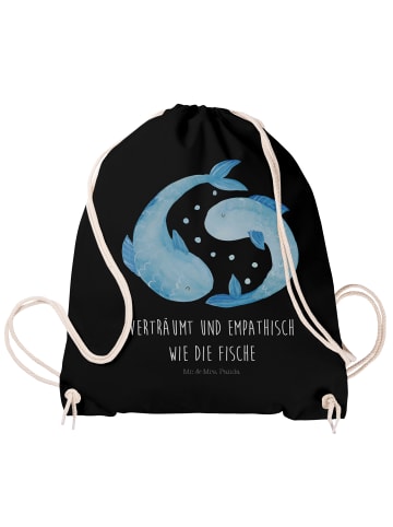 Mr. & Mrs. Panda Sportbeutel Sternzeichen Fische mit Spruch in Schwarz