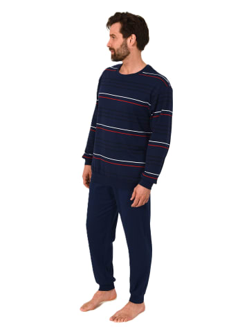 NORMANN Schlafanzug lang Pyjama Bündchen Kuschel interlock - 86885 in marine