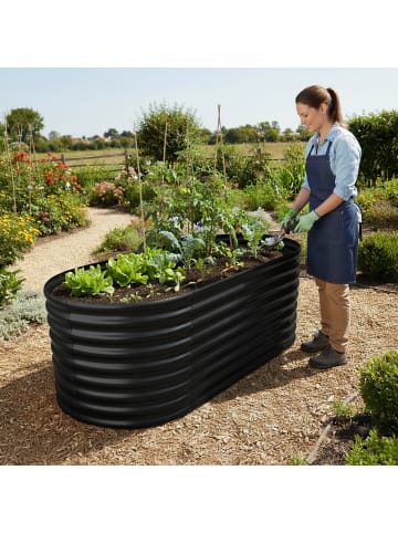 relaxdays Hochbeet in Schwarz - (B)200 x (H)80 x (T)100 cm