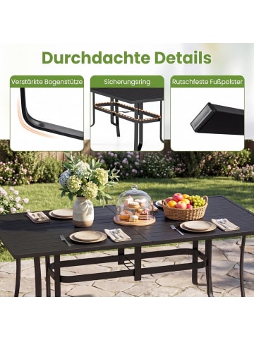 COSTWAY Gartentisch Metall 160x84cm in Schwarz