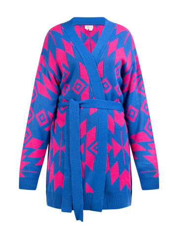 IZIA Damen Offener Strick Cardigan in Blau Pink
