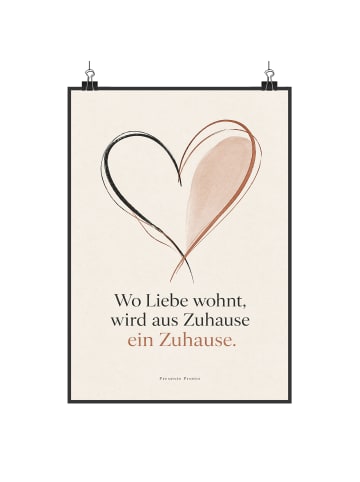 Poster Herz minimalistisch Design mit Spruch in Weiß