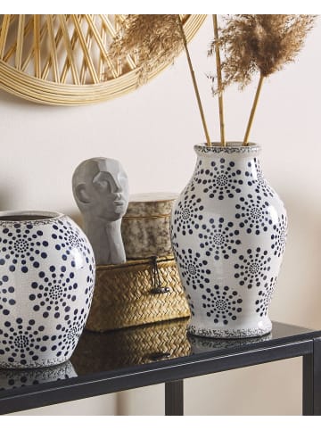 Beliani Blumenvase NEMEA in Weiß/Blau - (W) 16 x (H) 25 x (L) 16 cm