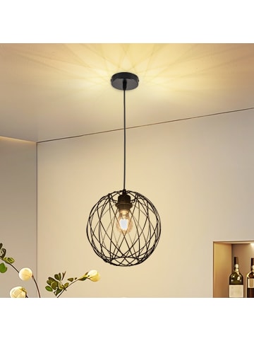 ZMH Pendelleuchte 1-flammige E27 in schwarz modern oval L25cm x H148cm