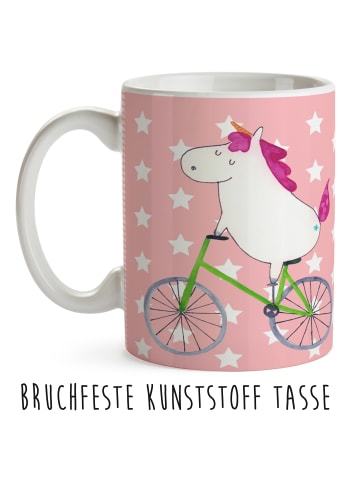 Mr. & Mrs. Panda Camping Tasse Einhorn Radfahrer ohne Spruch in Rot Pastell