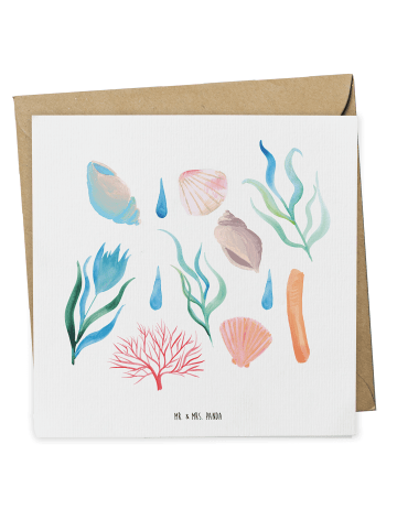 Mr. & Mrs. Panda Klappkarte Meeresrauschen Design ohne Spruch in Weiß