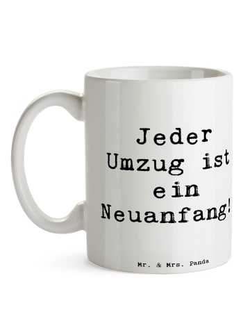 Mr. & Mrs. Panda Kaffeepott Spruch Umzug Neuanfang mit Spruch in Weiß