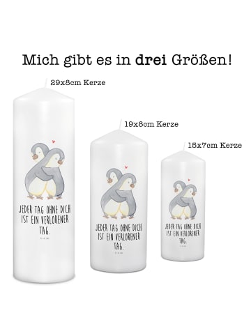 Mr. & Mrs. Panda Kerze Pinguine Kuscheln mit Spruch in Weiß