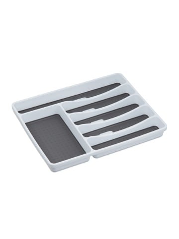 relaxdays 2 x Besteckkasten in Weiß/ Grau - (B)33 x (H)4,5 x (T)40 cm