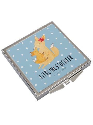 Mr. & Mrs. Panda Schminkspiegel Fuchs Mama mit Spruch in Blau Pastell