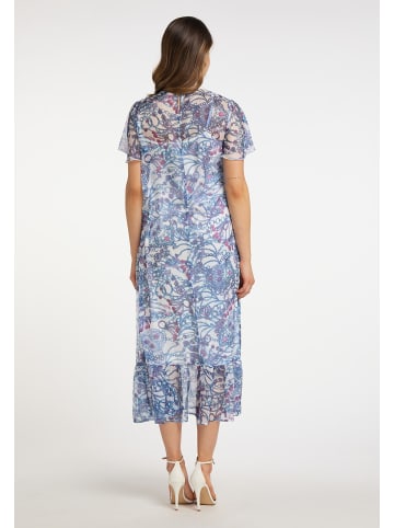 faina Damen Midikleid Mit Allover-Print in Blau Mehrfarbig