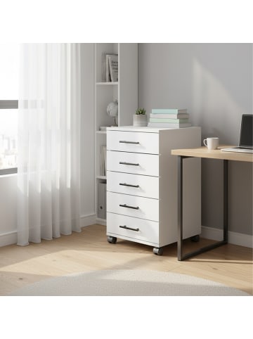 relaxdays Rollcontainer in Weiß - (B)40 x (H)69 x (T)40 cm