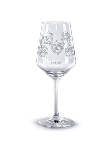 Mr. & Mrs. Panda Glas für Rotwein Igel Familie ohne Spruch in Transparent