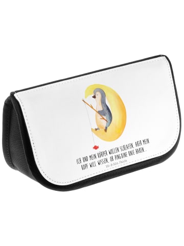 Mr. & Mrs. Panda Kosmetiktasche Pinguin Mond mit Spruch in Weiß