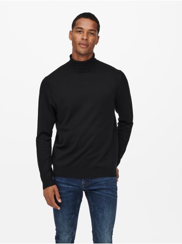 Only&Sons Polo Langarm Shirt Basic Pullover ONSWYLER in Schwarz