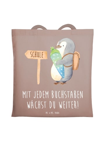 Mr. & Mrs. Panda Schultasche Schulanfang Inspiration mit Spruch in Braun Pastell