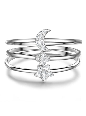 Glanzstücke München Ring Stern/Mond/Blume aus Sterling Silber mit Zirkonia in silber