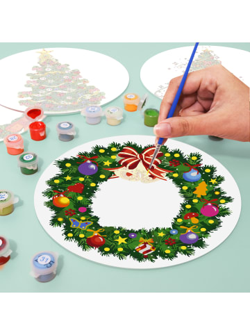ARTNANAS 
PVC-Tischset Malen nach Zahlen 4er Set-"Baum & Kranz" 20cm