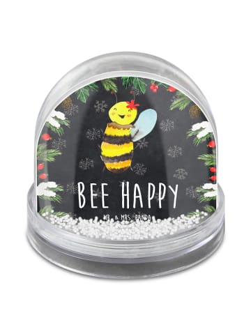 Mr. & Mrs. Panda Weihnachts Schneekugel Biene Happy mit Spruch in Kreidetafel
