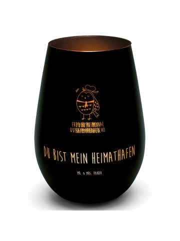 Mr. & Mrs. Panda Windlicht Gold Eule Matrose mit Spruch in Schwarz