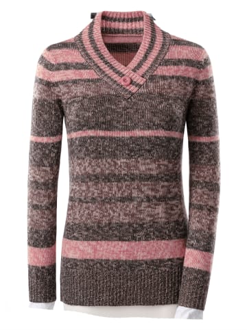 WITT WEIDEN Pullover in lachs-anthrazit-geringelt