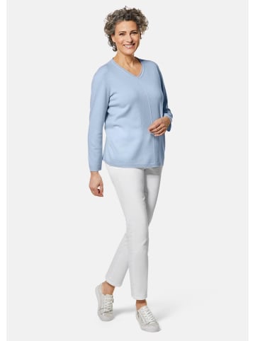 GOLDNER Kaschmirpullover Basicpullover mit V-Ausschnitt in hellblau