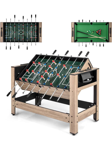 COSTWAY Muti Spieltisch Tischkicker drehbar in Hellbraun