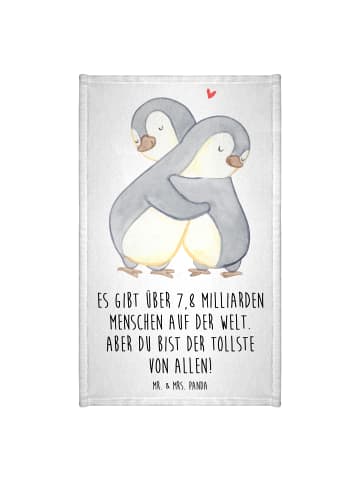 Mr. & Mrs. Panda Handtuch Gäste-WC Pinguine Kuscheln mit Spruch in Weiß