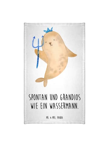 Mr. & Mrs. Panda Gästehandtuch Sternzeichen Wassermann mit Spruch in Weiß