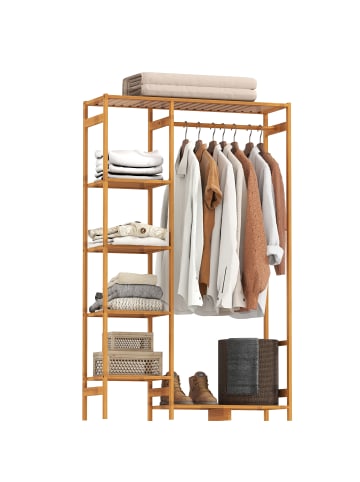HOMCOM Kleiderständer-90L x 30B x 145H cm-Naturholz