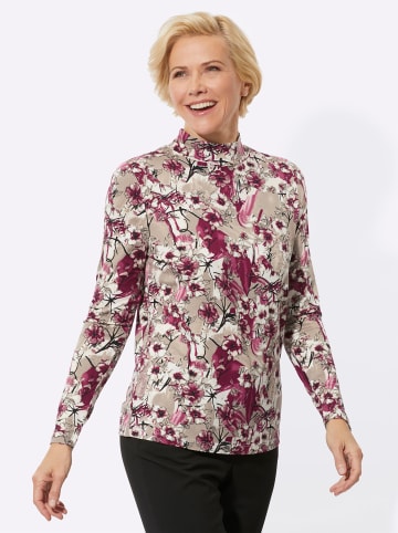 WITT WEIDEN Stehkragenshirt in bordeaux-taupe-bedruckt