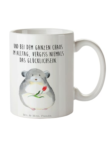 Mr. & Mrs. Panda Keramtiktasse Chinchilla Blume mit Spruch in Weiß