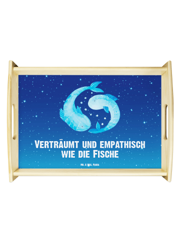 Mr. & Mrs. Panda Serviertablett Sternzeichen Fische mit Spruch in Sternenhimmel Blau