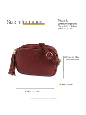 Toscanto Leder Umhängetasche Toscanto Tasche rot ca. 21cm