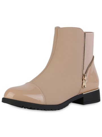 VAN HILL Klassische Stiefeletten Harper in Beige Lack