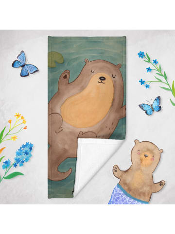 Mr. & Mrs. Panda Badehandtuch Otter Umarmen Design ohne Spruch in Weiß