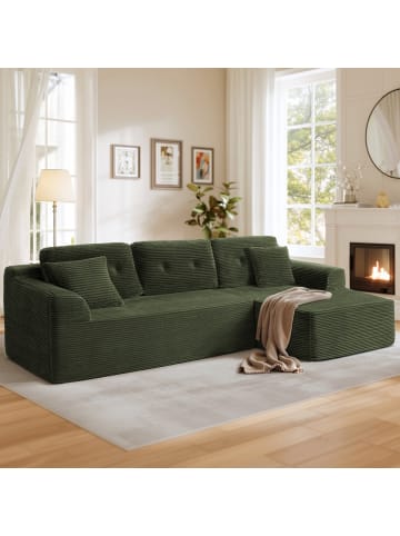 VASAGLE Ecksofa Camila in Waldgrün - (B)242 x (H)73 x (T)152 cm