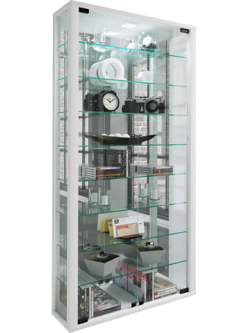 VCM  Wandvitrine Glasvitrine Vitrosa Spiegel in Weiß